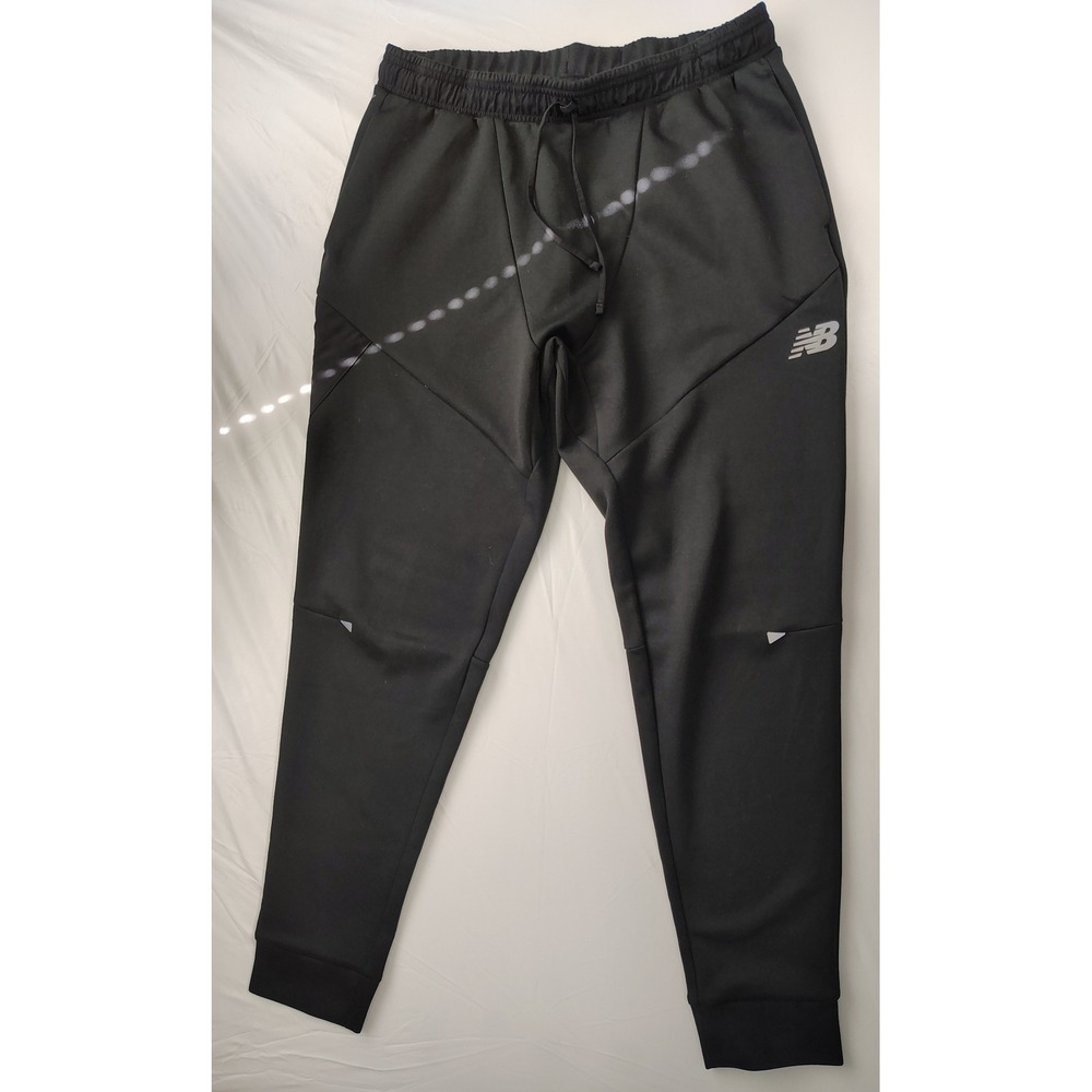 New Balance NBRC Mens Black Tapered Running Jogger Pants Reflective Size L